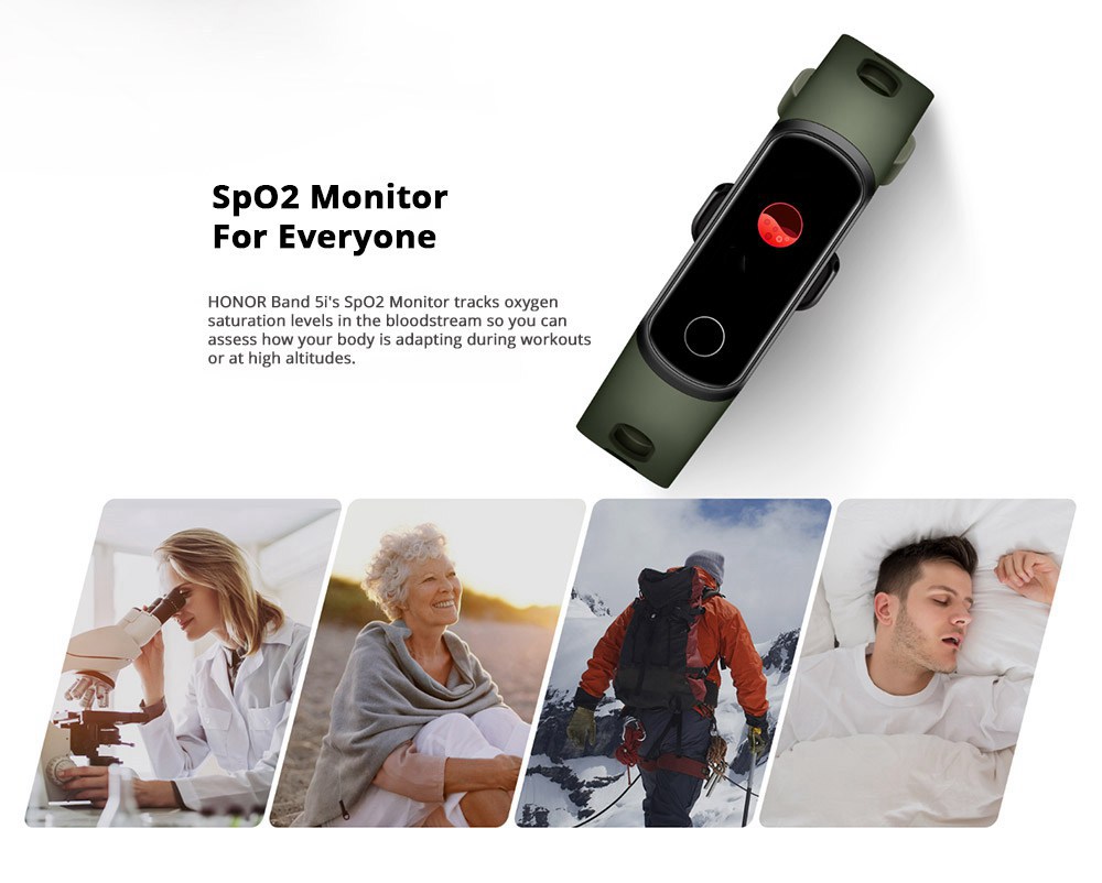 HUAWEI Honor 5i Smart Bracelet 0.96 Inch AMOLED Touch Large Color Screen 5ATM Blood Oxygen Heart Rate Monitor Swimming Posture Recognition - Black