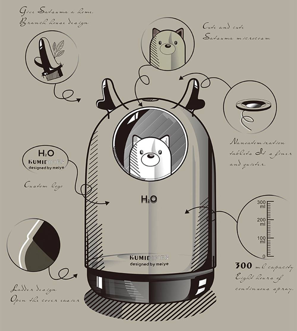 Desktop Humidifier 300ML USB Charging Mini Portable Aromatherapy Machine - White