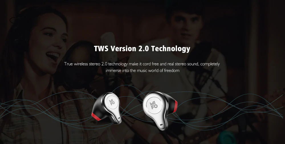 Mifo O2 Bluetooth 5.0 TWS Earphone Binaural Call 1200mAh Charging Battery IPX5