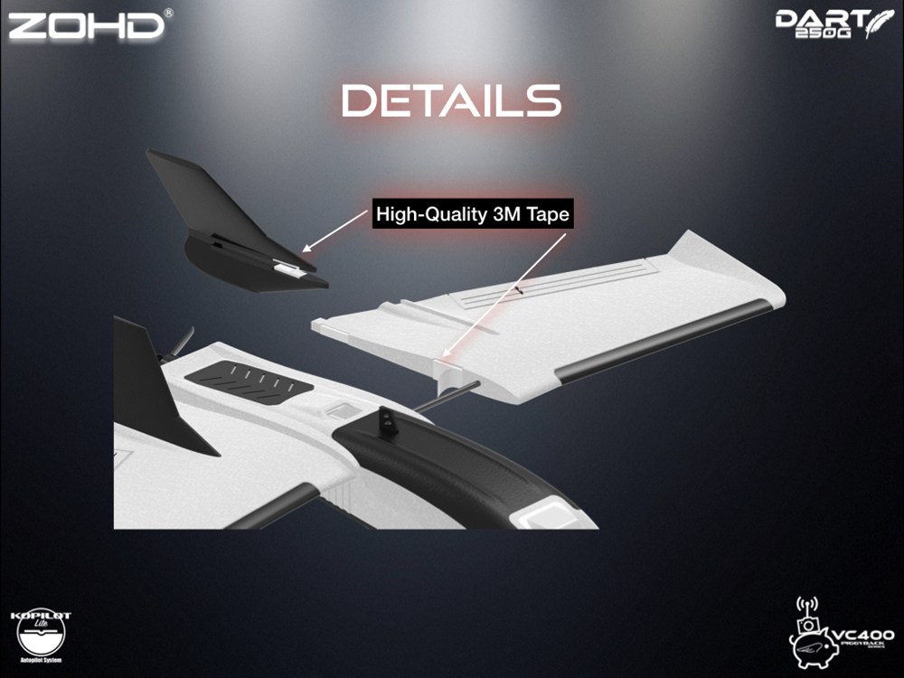 ZOHD Dart250G 570mm Wingspan Sub-250 Grams Sweep Forward Wing AIO EPP FPV RC Airplane With Power System Parts - FPV Ready Version