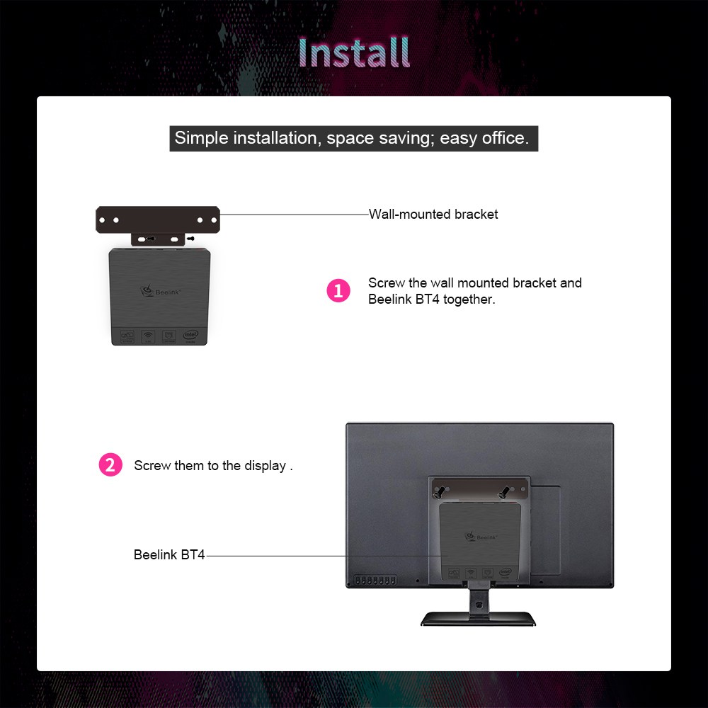 Beelink BT4 Intel Atom x5-Z8500 Windows 10 4K MINI PC 4GB / 64GB USB3.0 * 4 2.4G / 5G WIFI Bluetooth 1000Mbps LAN HDMI + VGA