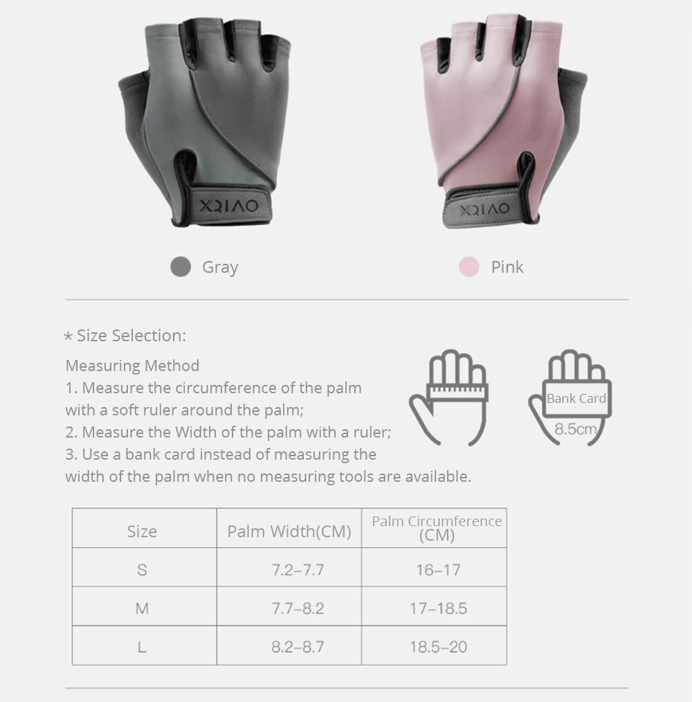 Xiaomi XQIAO Q850 Lightweight Lifting Fitness Gloves Aniti-silp Half Finger Gloves Size L - Gray