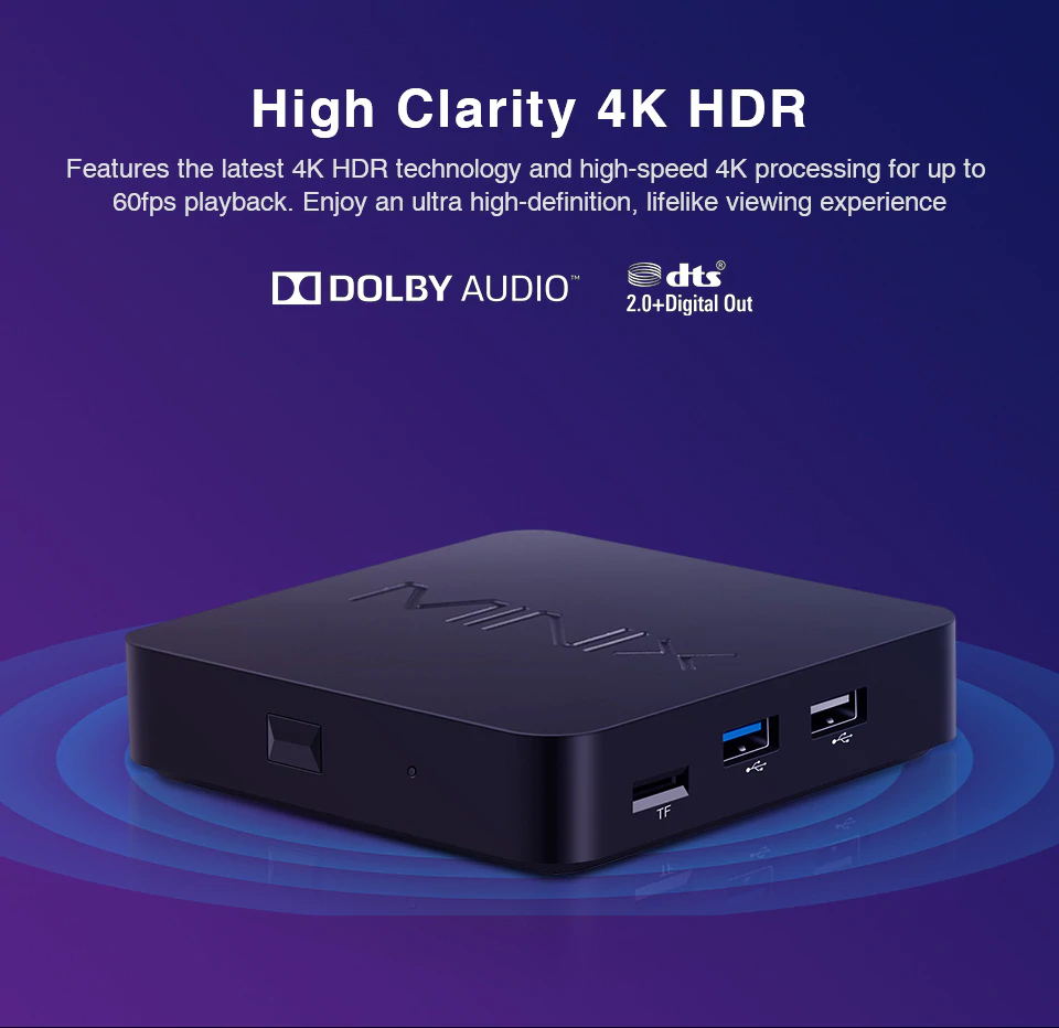 MINIX NEO T5 Amlogic S9052X Android TV 9.0 Google Certificated 4K TV Box Dolby Audio with Dts Listen 2GB/16GB USB 3.0 Bluetooth 2.4G+5G WIFI Gigabit LAN