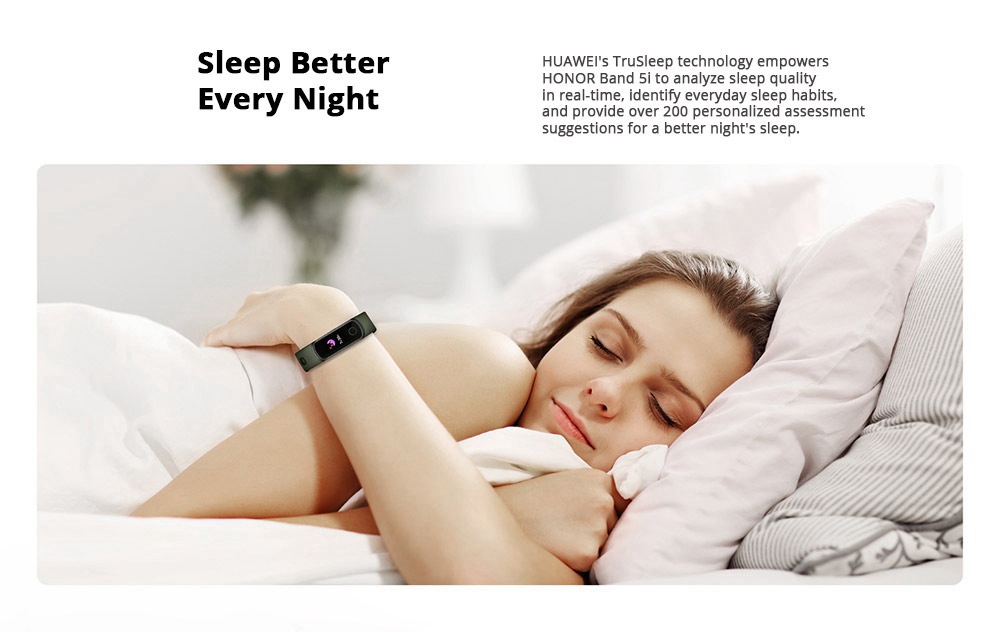 HUAWEI Honor 5i Smart Bracelet 0.96 Inch AMOLED Touch Large Color Screen 5ATM Blood Oxygen Heart Rate Monitor Swimming Posture Recognition - Black