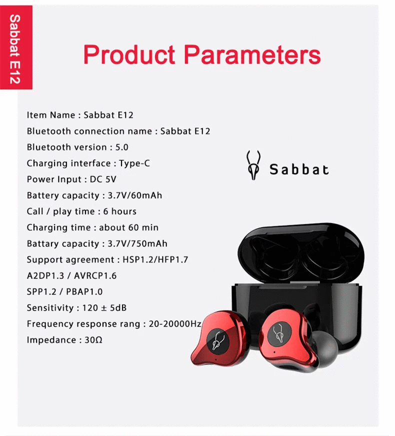 Sabbat E12 Ultra Qualcomm aptX AAC Bluetooth 5.0 TWS Earphones CVC 8.0 Independent Usage Siri Google Assistant 750mAh Charging Box - Grey