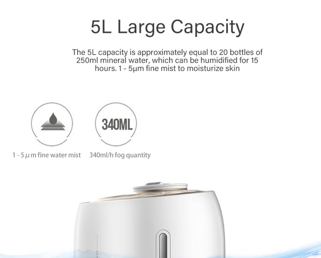 DEERMA DEM F500 Household Ultrasonic Humidifier 5L Capacity Aromatherapy Machine Updated Version - White