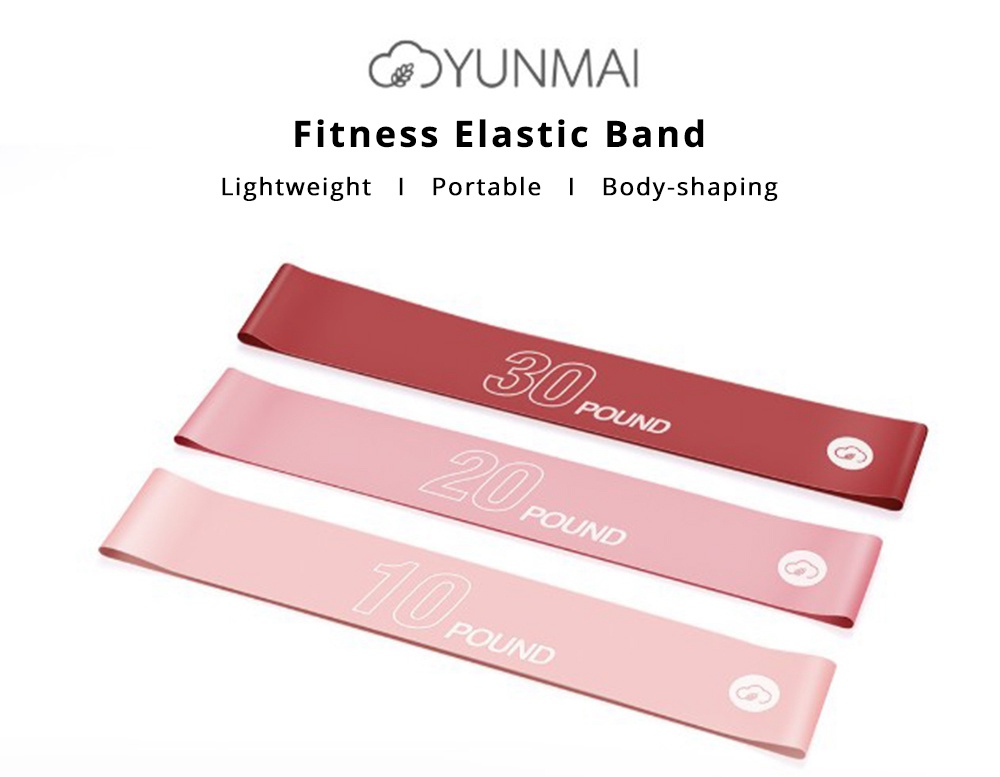 3pcs Xiaomi YUNMAI Elastic Band For Yoga Gymnastics Exercise 10lbs/20lbs/30lbs - Pink Series