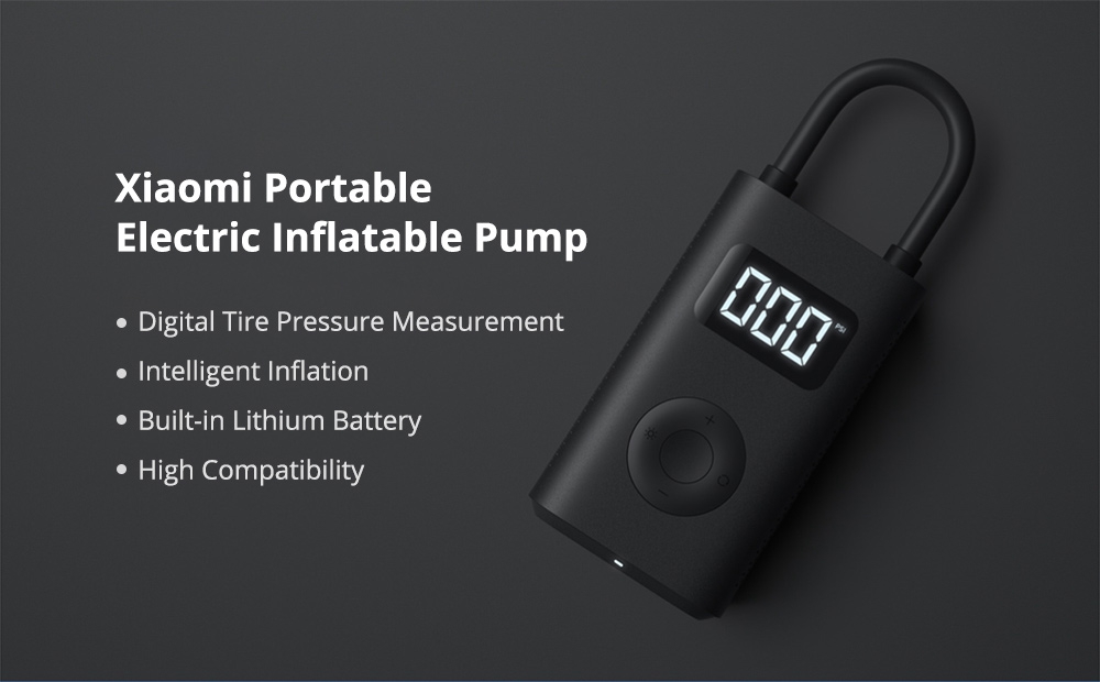 Xiaomi Mijia Portable Electric Tire Inflator 150psi Pression With LED Light - Black