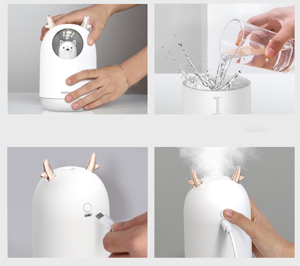 Desktop Humidifier 300ML USB Charging Mini Portable Aromatherapy Machine - White