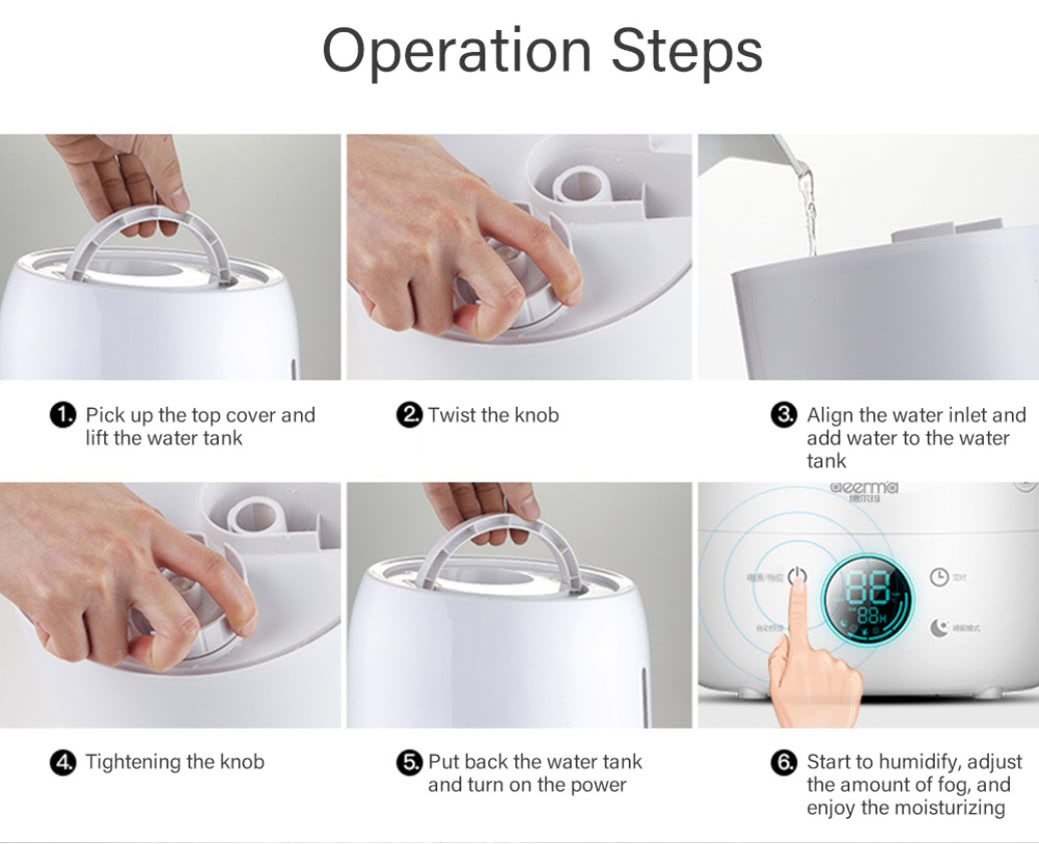 DEERMA DEM F500 Household Ultrasonic Humidifier 5L Capacity Aromatherapy Machine Updated Version - White