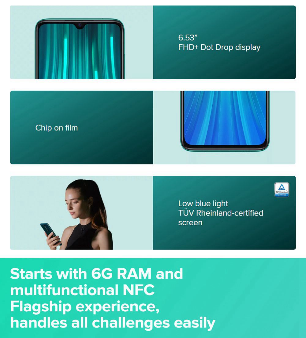 Xiaomi Redmi Note 8 Pro 6.53 Inch 4G LTE Smartphone MTK Helio G90T 6GB 128GB 64.0MP+8.0MP+2.0MP+2.0MP Quad Rear Cameras 4500mAh Battery MIUI 10 Fingerprint - Gray