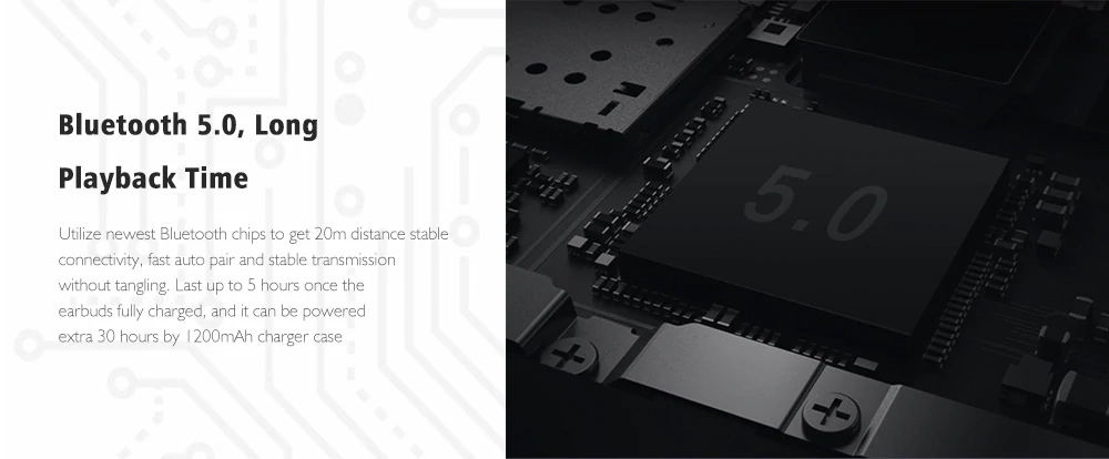 Mifo O2 Bluetooth 5.0 TWS Earphone Binaural Call 1200mAh Charging Battery IPX5