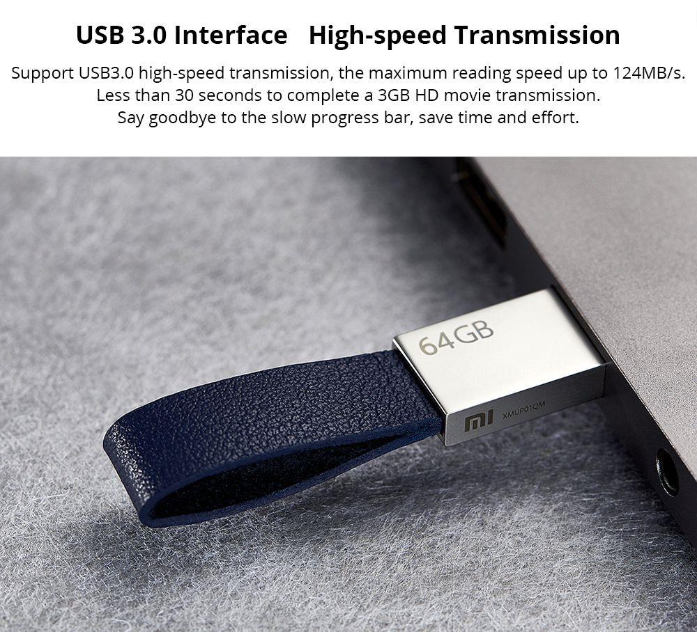 Xiaomi Youpin 64GB Metal USB Flash Drive Max 124MB/s Transmission Speed With Hanging Rope - Silver