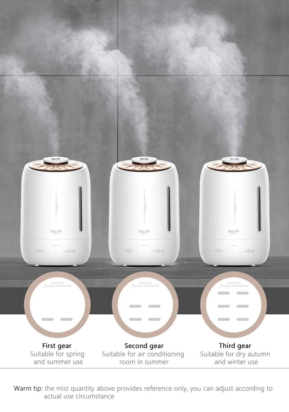 DEERMA DEM F600 Household Ultrasonic Humidifier 5L Capacity White