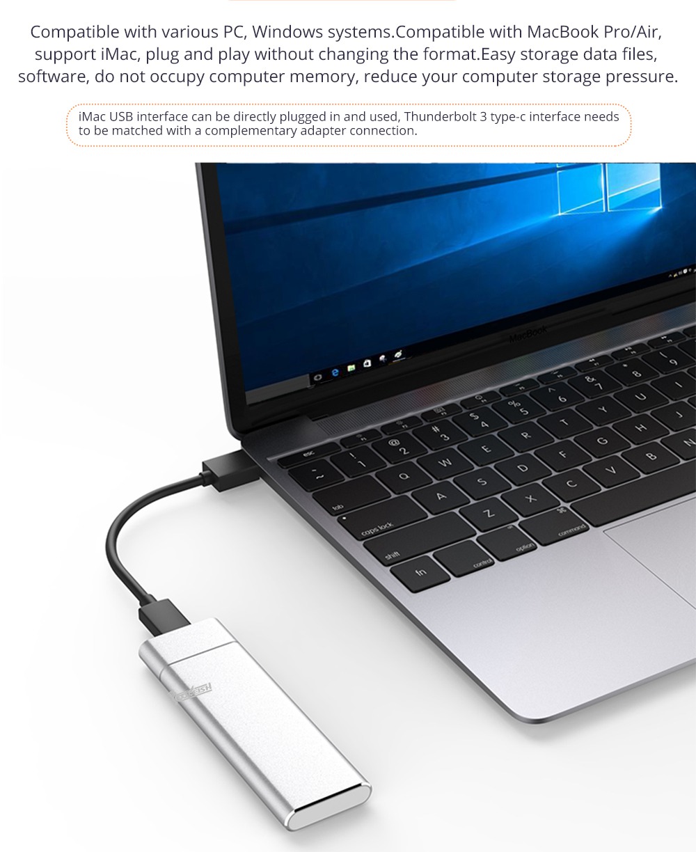 Coolfish M1 NGFF 128GB SSD Portable External Solid State Drive Max Read Speed 430MB/S M.2 Interface - Silver