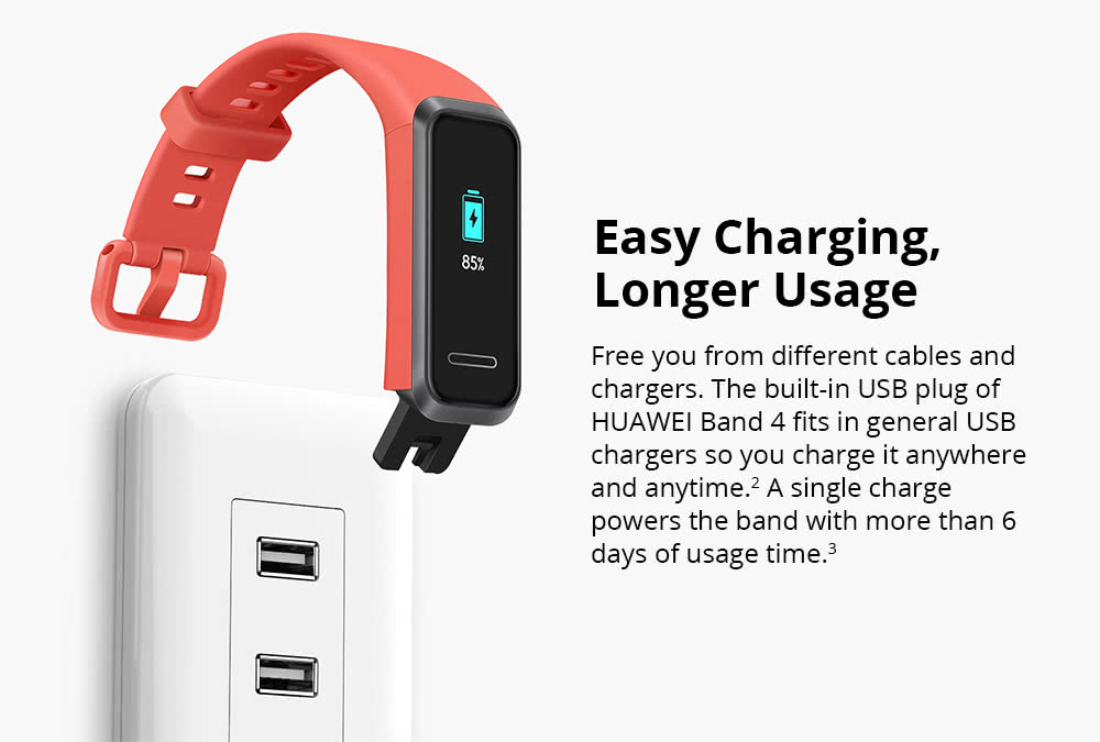 HUAWEI Band 4 Smart Bracelet 0.96 Inch AMOLED Touch Large Color Screen 5ATM Blood Oxygen Heart Rate Monitor Swimming Posture Recognition - Pink