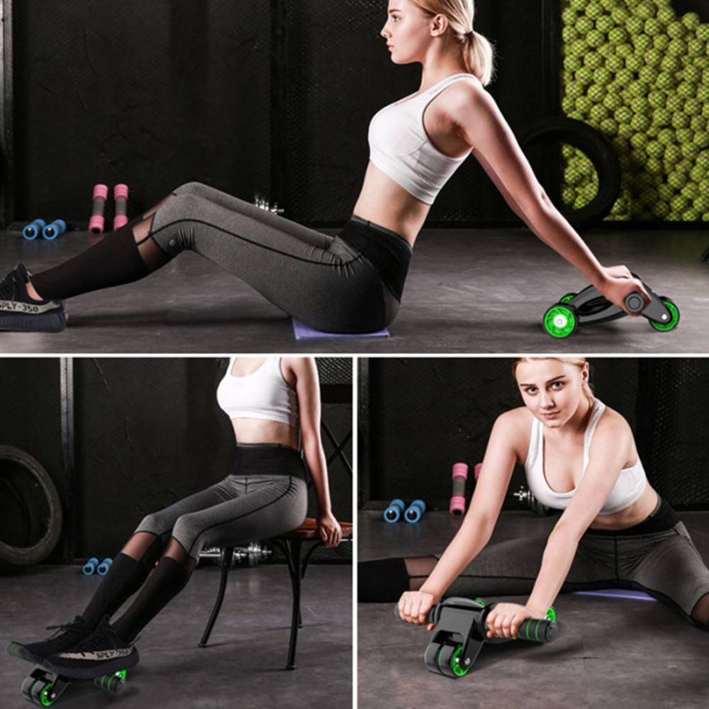Folding Abdominal Wheel Abdomen Wheel Roller Home Fitness Equipment Training Device With Knee Pad