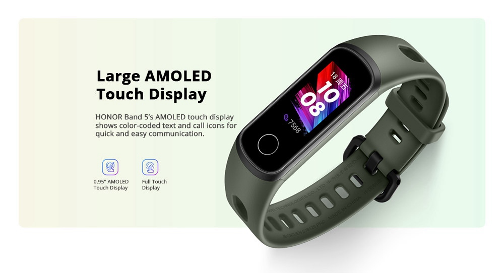 HUAWEI Honor 5i Smart Bracelet 0.96 Inch AMOLED Touch Large Color Screen 5ATM Blood Oxygen Heart Rate Monitor Swimming Posture Recognition - Black