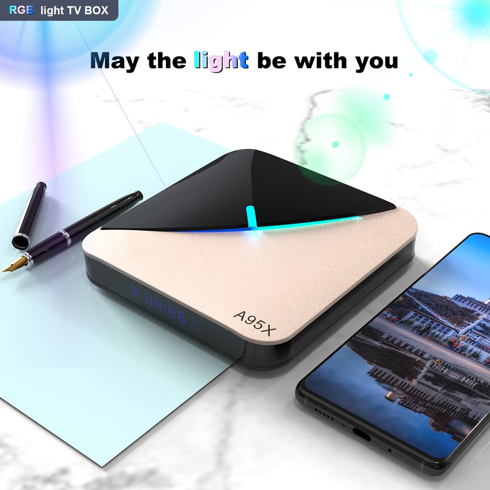 A95X F3 Amlogic S905x3 8K Video Decode Android 9.0 TV Box RGB Light 4GB/32GB 2.4G+5.8G WiFi Bluetooth LAN USB3.0 Youtube Netflix