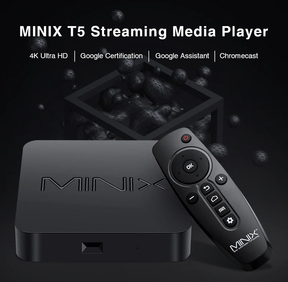 MINIX NEO T5 Amlogic S9052X Android TV 9.0 Google Certificated 4K TV Box Dolby Audio with Dts Listen 2GB/16GB USB 3.0 Bluetooth 2.4G+5G WIFI Gigabit LAN