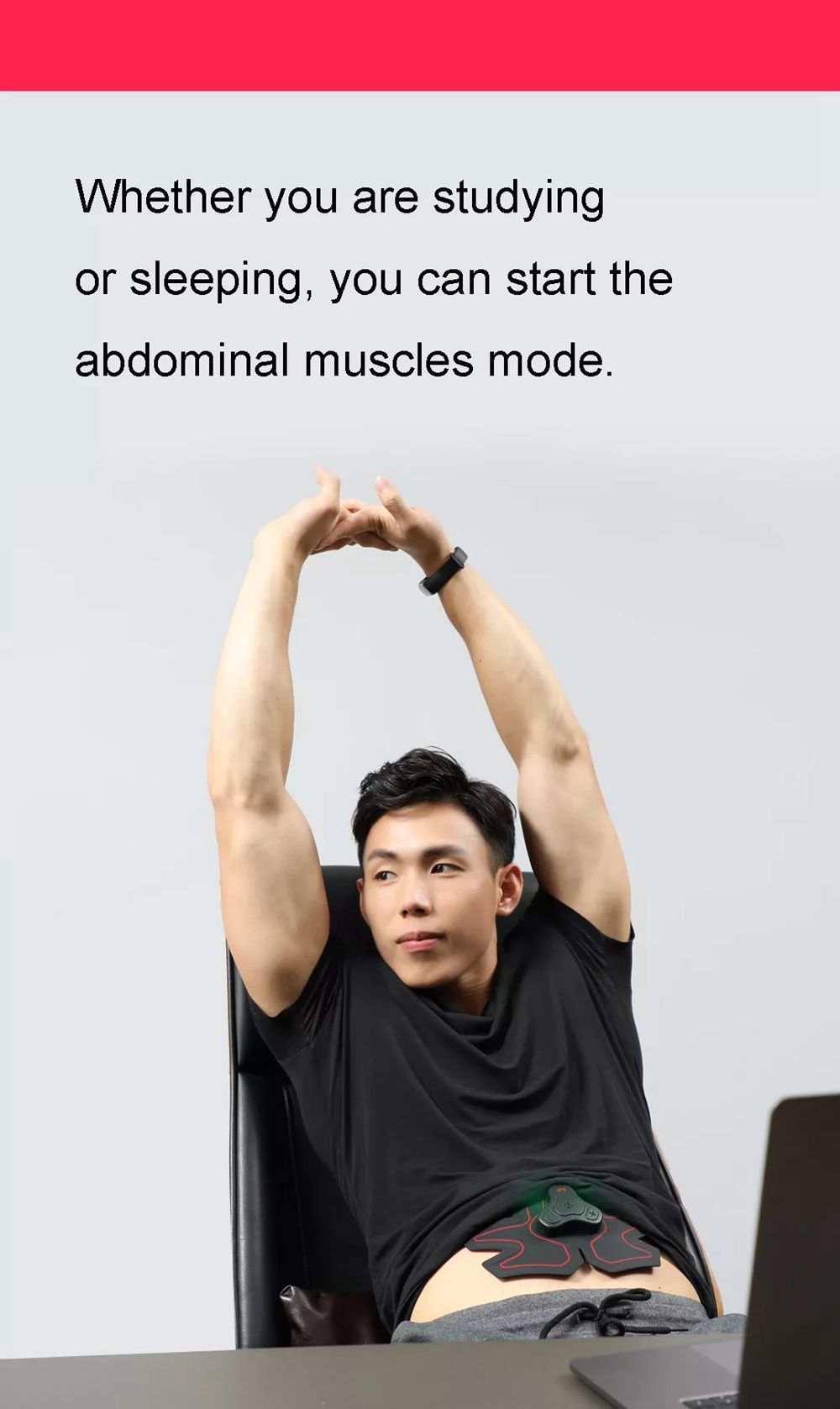 Xiaomi Move It Abdominal Muscle Trainer Apparatus Electric Body-building Fitness Machine 5 Modes- Black