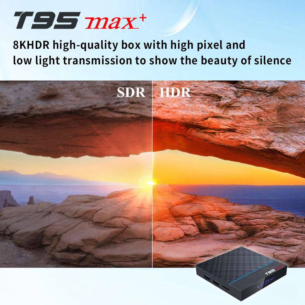 T95 MAX+ Amlogic S905x3 Android 9.0 8K Video Decode TV Box Google Play 4GB/32GB USB3.0 2.4G+5G WiFi Bluetooth 100Mbps LAN