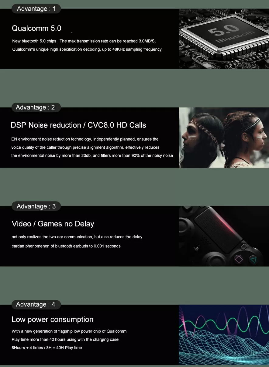 Sabbat X12 Ultra Bluetooth 5.0 TWS Earphone Qualcomm QCC3020 Independence Use atpX/AAC/SBC CVC8.0 IPX5