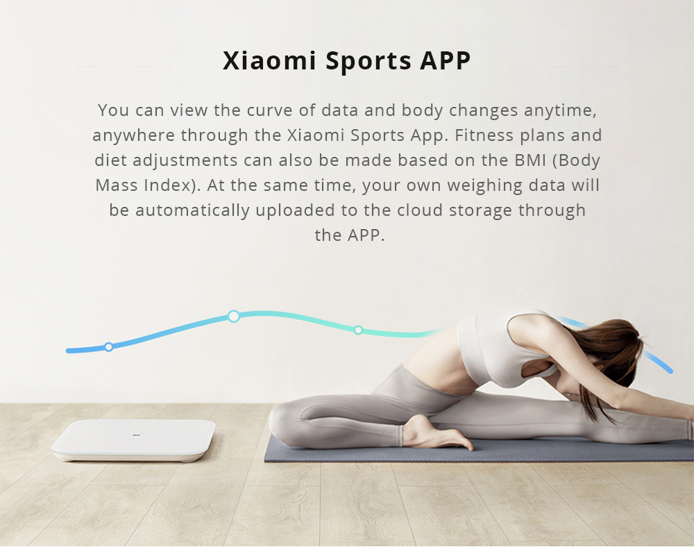 Xiaomi Smart Body Weight Scale 2 Bluetooth 5.0 APP Control LED Display Fitness Yoga Tools Scale - White