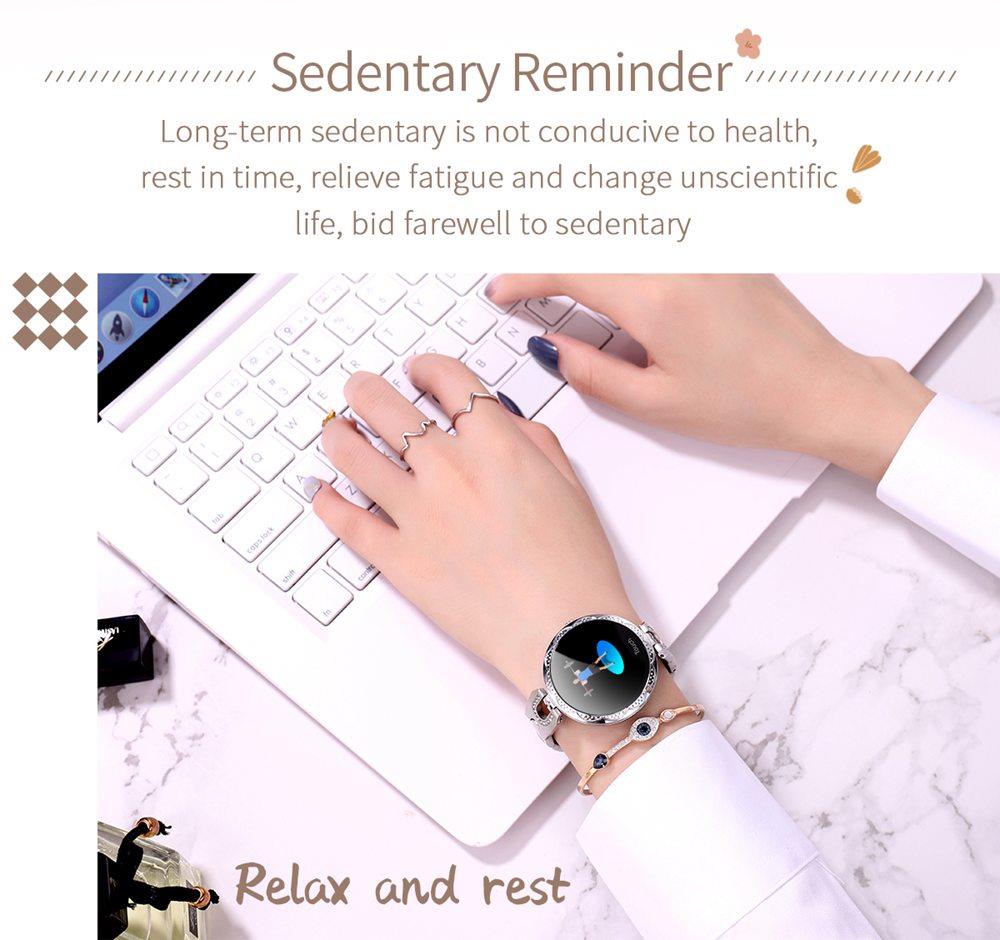 AK15 Women Smart Bracelet 1.08 Inch Color Screen Heart Rate Sleep Monitor IP67 Multiple Sports Modes - Silver