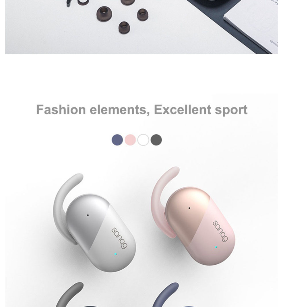 Sanag P5 Bluetooth 5.0 TWS Earbuds Binaural Call Fingertips Control Siri Google Assistant 500mAh Charging Case IP5 with Mic - Rose Gold