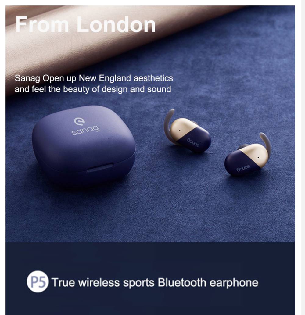 Sanag P5 Bluetooth 5.0 TWS Earbuds Binaural Call Fingertips Control Siri Google Assistant 500mAh Charging Case IP5 with Mic - Rose Gold