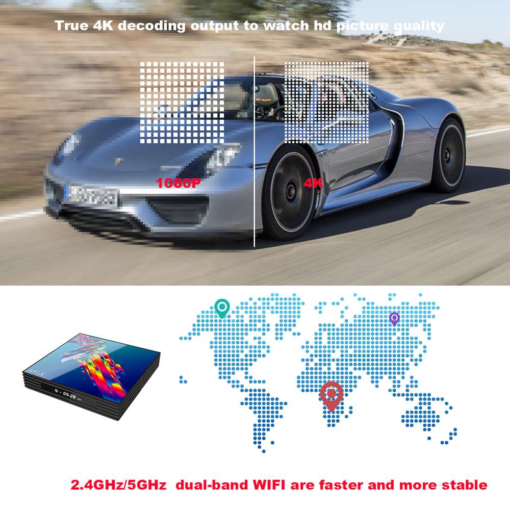 A95XR3 RK3318 Android 9.0 Netflix Google Play Youtube 4K TV BOX 2GB/16GB Bluetooth 2.4G+5G WiFi 100M LAN USB3.0