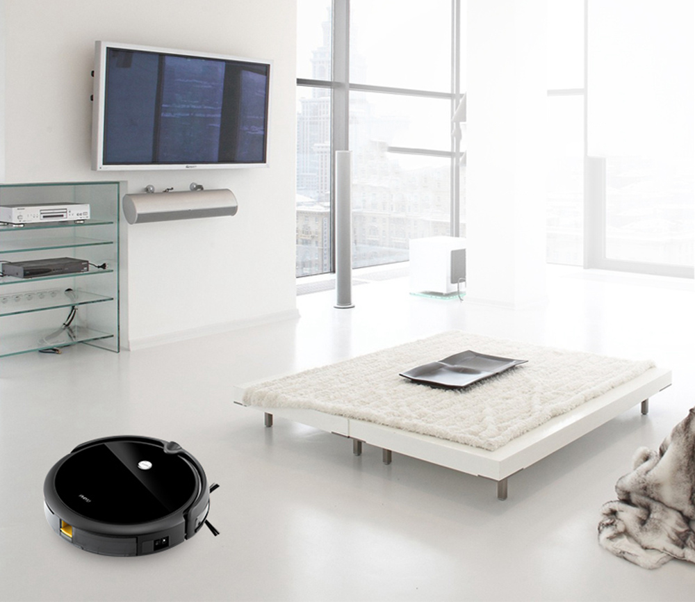 PHIYU A3S Robot Vacuum Cleaner with Camera Audio Communication APP Remote Control Gyro Sensor Auto Recharge - Black