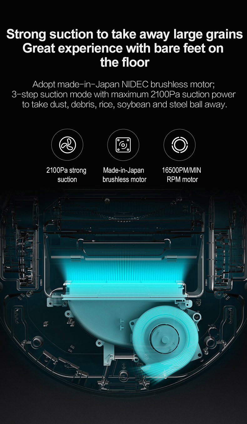 Xiaomi VIOMI V2 Robot Vacuum Cleaner 2100Pa Suction 3 Cleaning Mode LDS Sensor APP Virtual Wall Self-charging 2 in 1 Sweeping Mopping Global Version - Gray