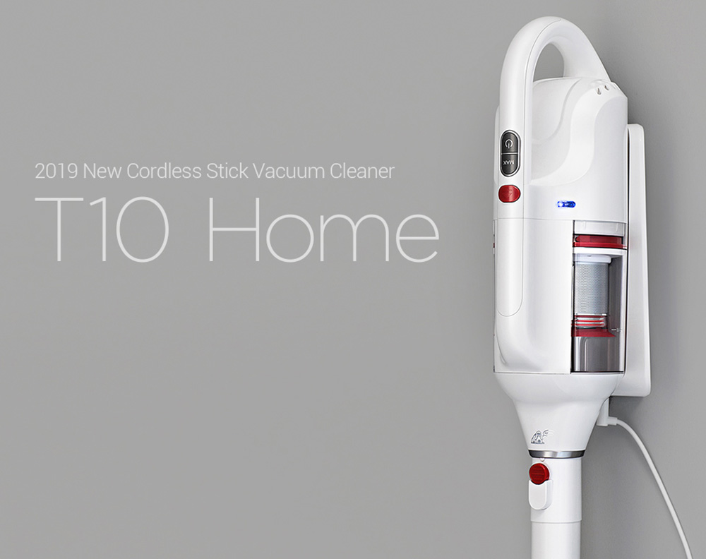 PUPPYOO T10 Home Cordless Stick Vacuum Cleaner 17.5Kpa Powerful Suction 45 Minutes Runtime - White