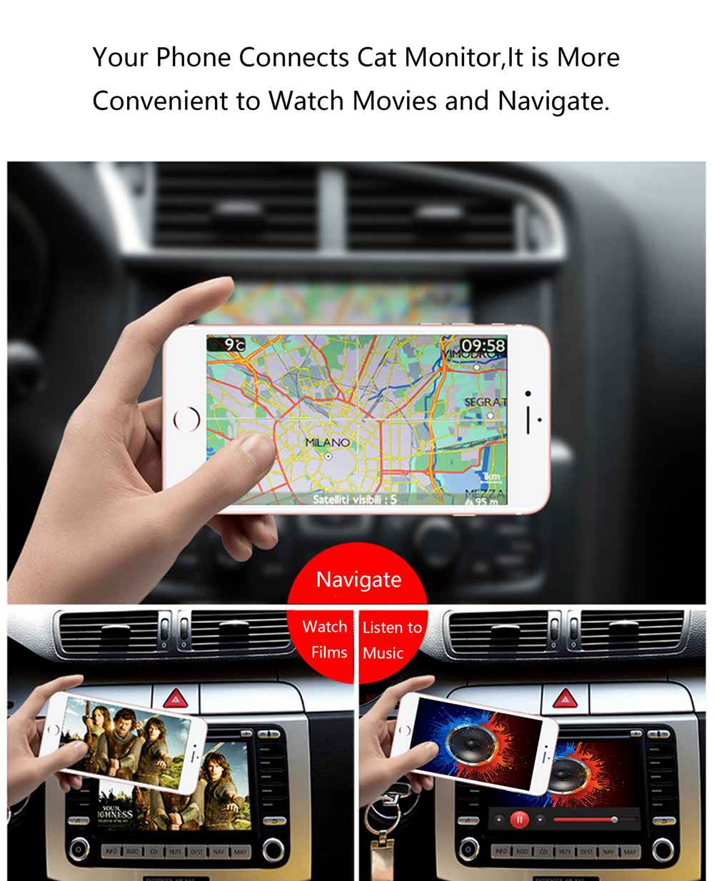 WeCast L9 VGA & HDMI Dual Display Screen Projector Fully Compatible with Android/iOS/Type - C Devices USB Mirroring Sound and Image to TV