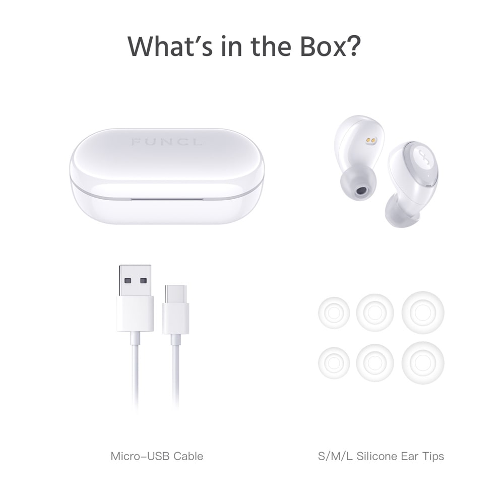 Funcl W1 TWS Bluetooth 5.0 Earphones Binaural Call HiFi Stereo Sound Voice Assistant 360mAh Battery