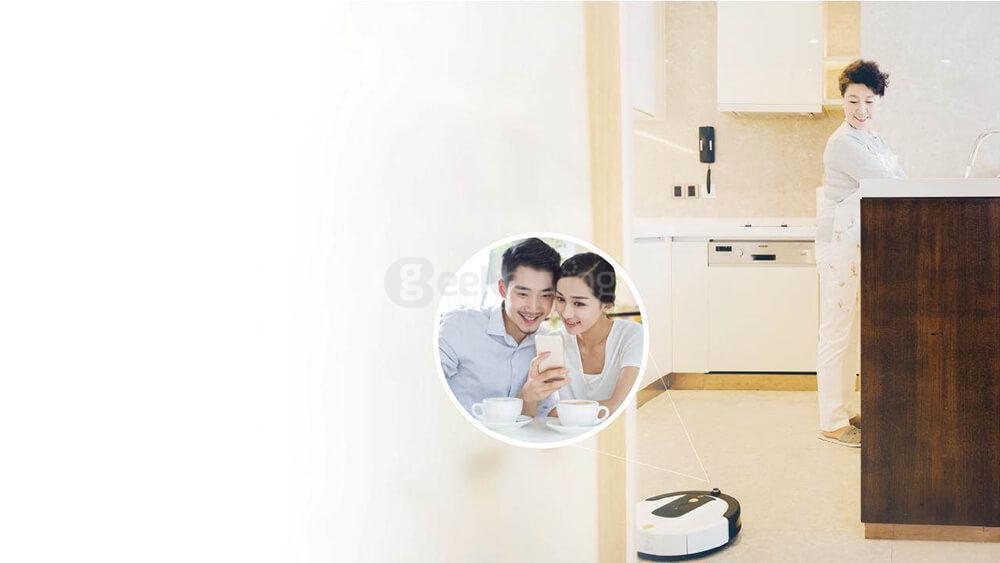 [HK Stock]Haier XShuai ShuaiXiaoBao Robot Vacuum Cleaner 3-cleaning Modes 4-step Cleaning System P2P Video App Control Night Vision HEPA Filter Multilanguage - Black + White