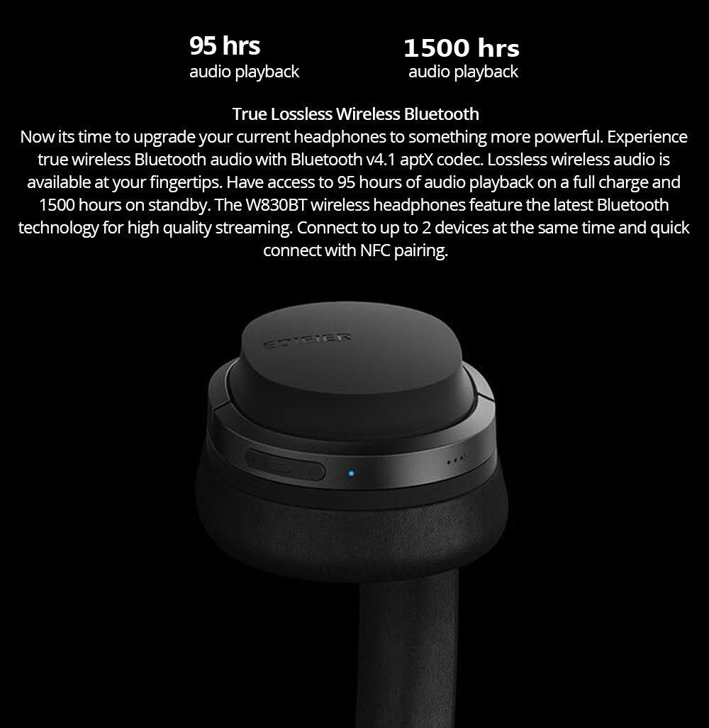 Edifier W830BT 3.5 mm Bluetooth Headphone Wired/Wireless 95 Hours Playtime Support NFC AUX With Mic