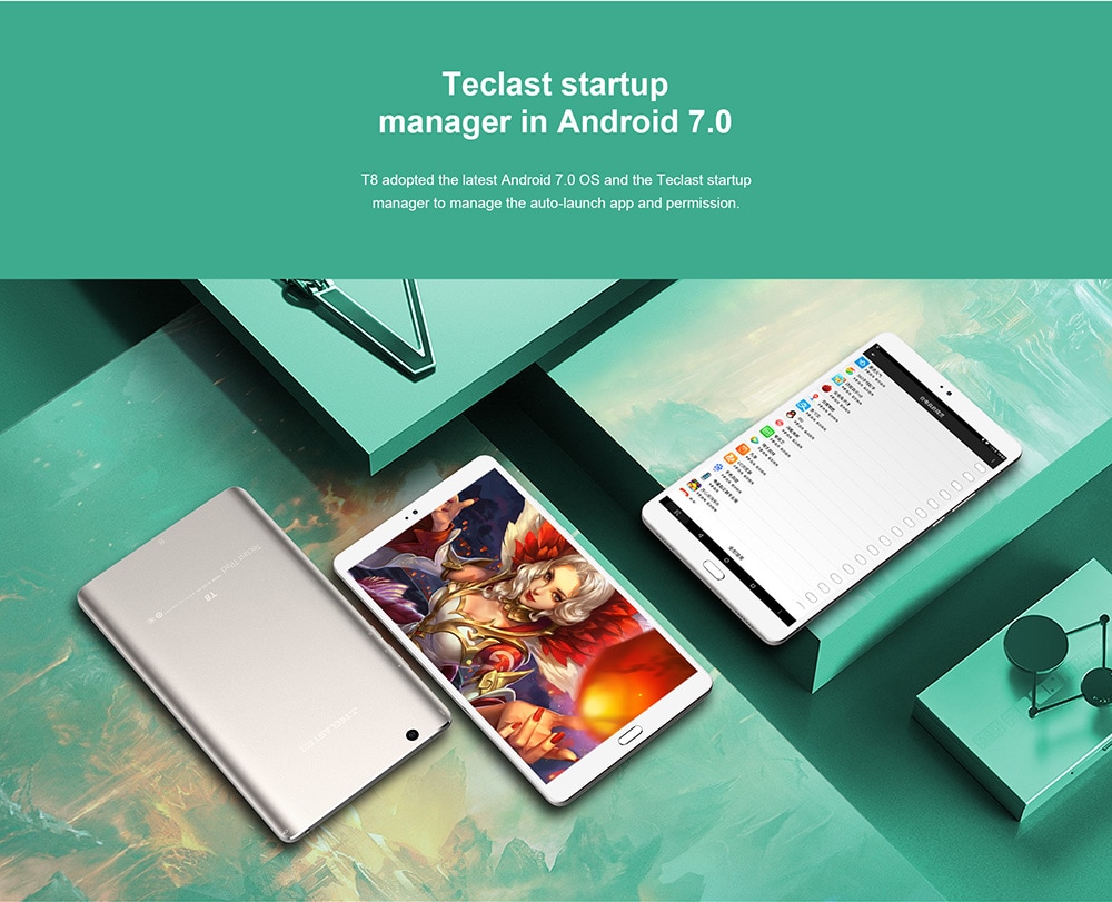Teclast T8 Tablet MediaTek MT8176 Quad Core 2.1GHz 8.4 Inch 2560x1600 IPS 4GB RAM  DDR3L 64GB ROM  eMMC  WIFI Android 7.0 - White/Gold