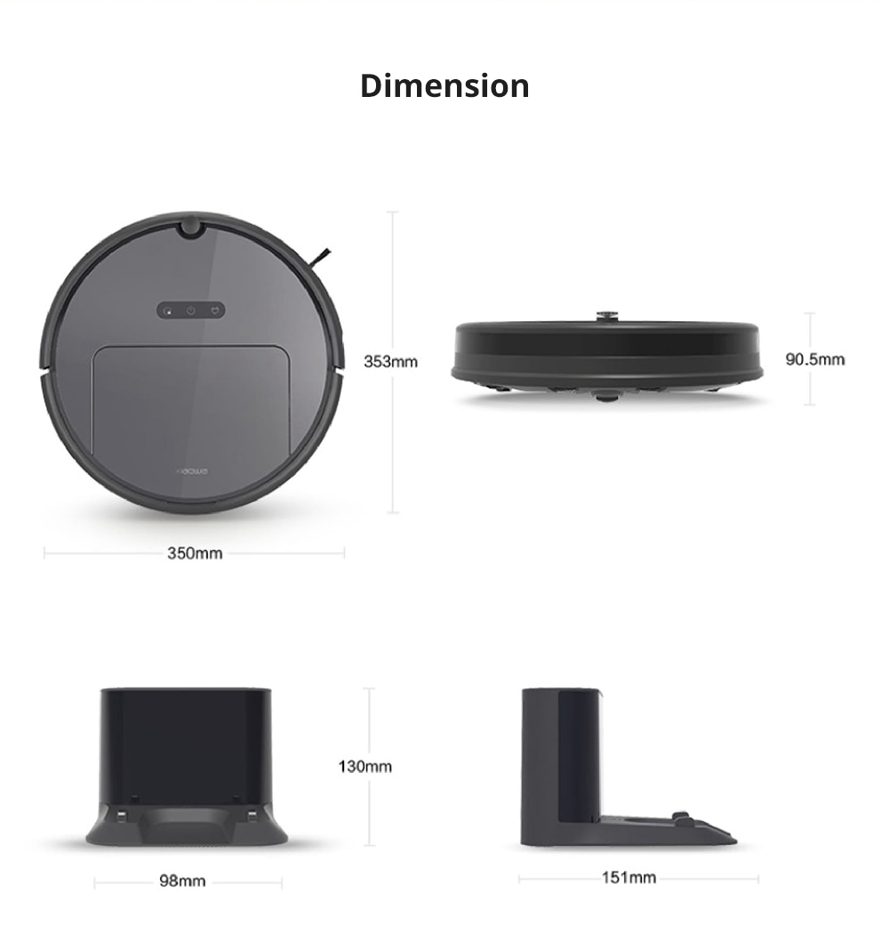 [HK Stock][International Version]Xiaomi Roborock Xiaowa E35 Vacuum Cleaner 2000Pa Suction 5200mAh Battery 2 In 1 Sweeping & Mopping - Black