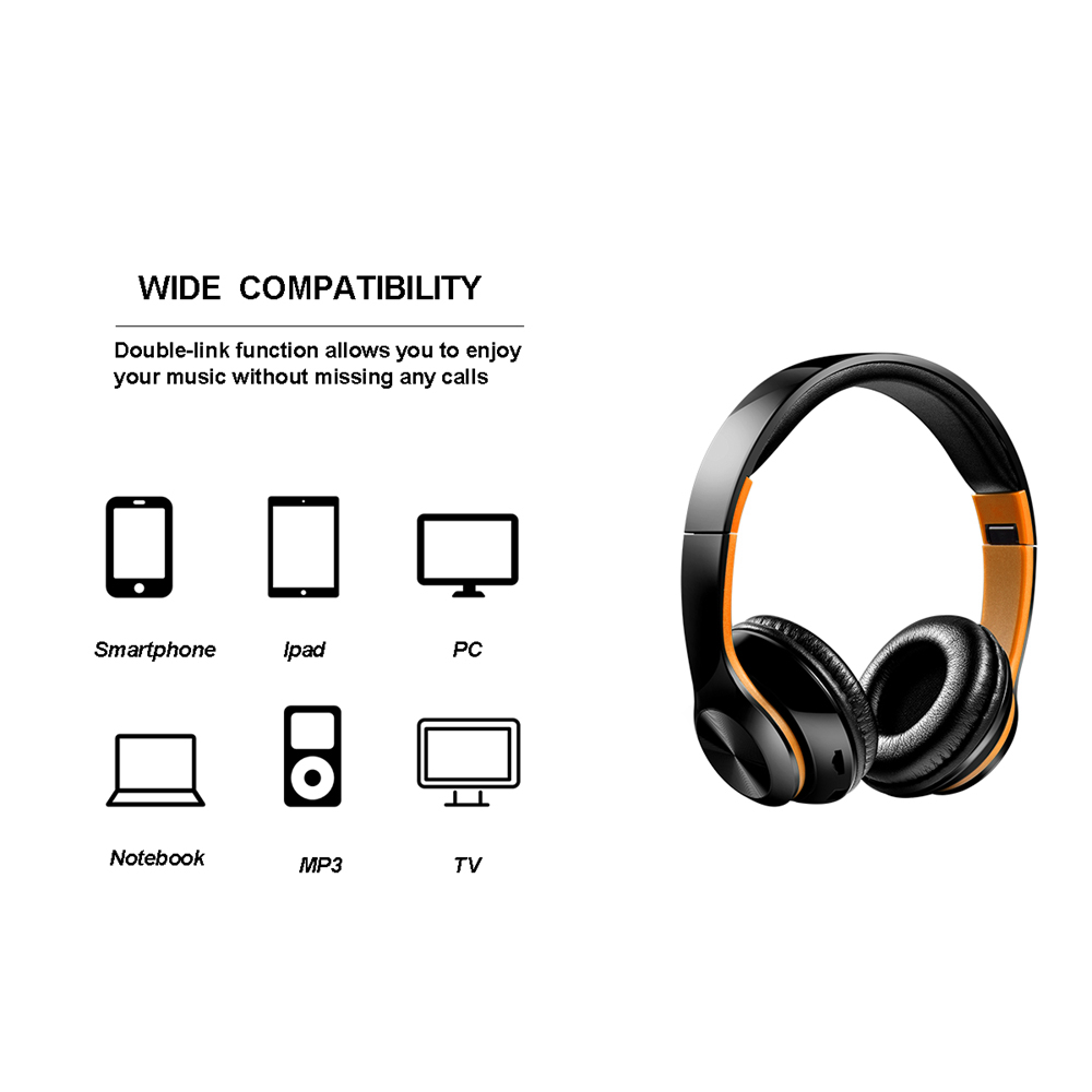 WZ8 Wireless Bluetooth 5.0 Headphone Stereo Bass Noise Cancelling - Orange