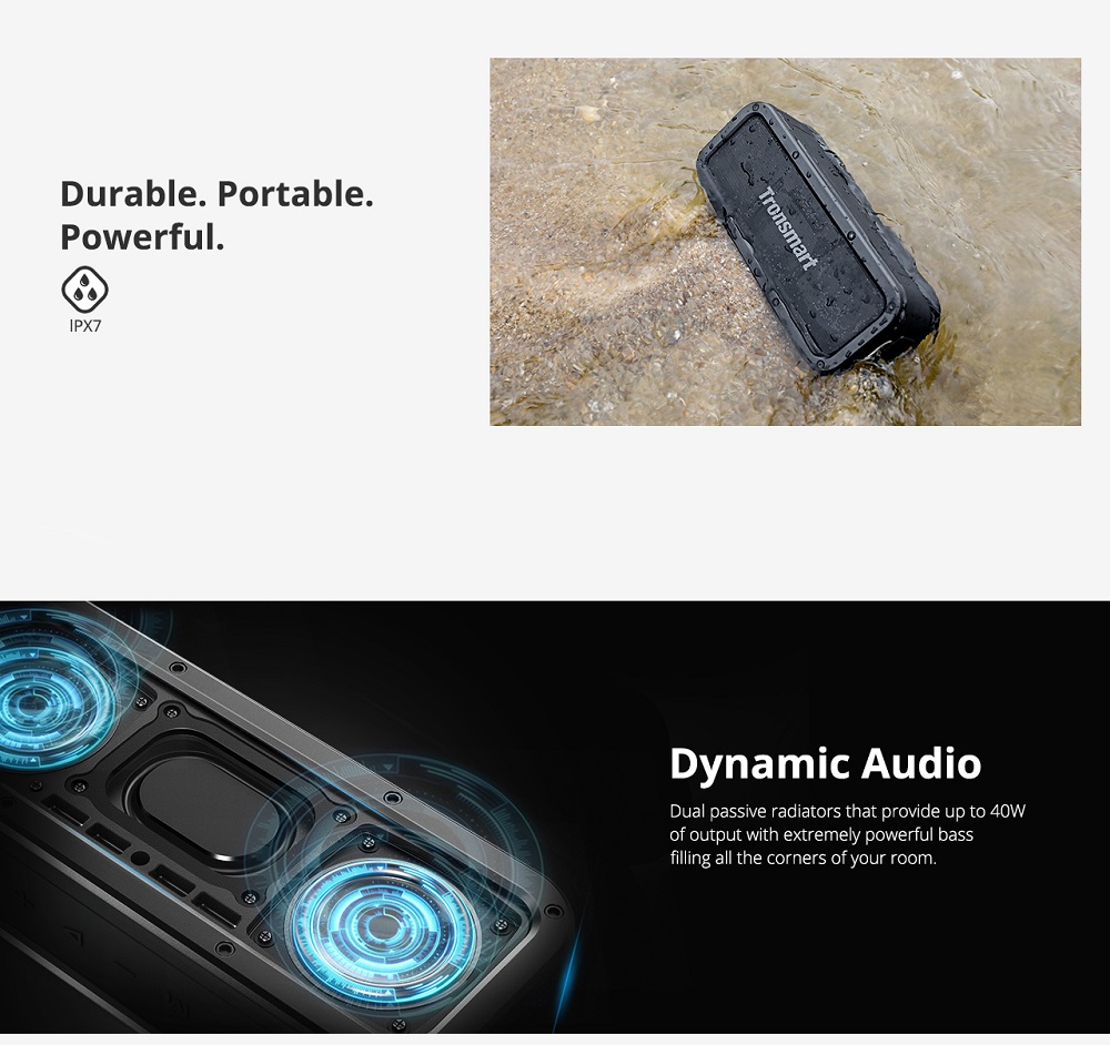 Tronsmart Force SoundPulse™ 40W Bluetooth Speaker IPX7 TWS & NFC 15 Hours Playtime