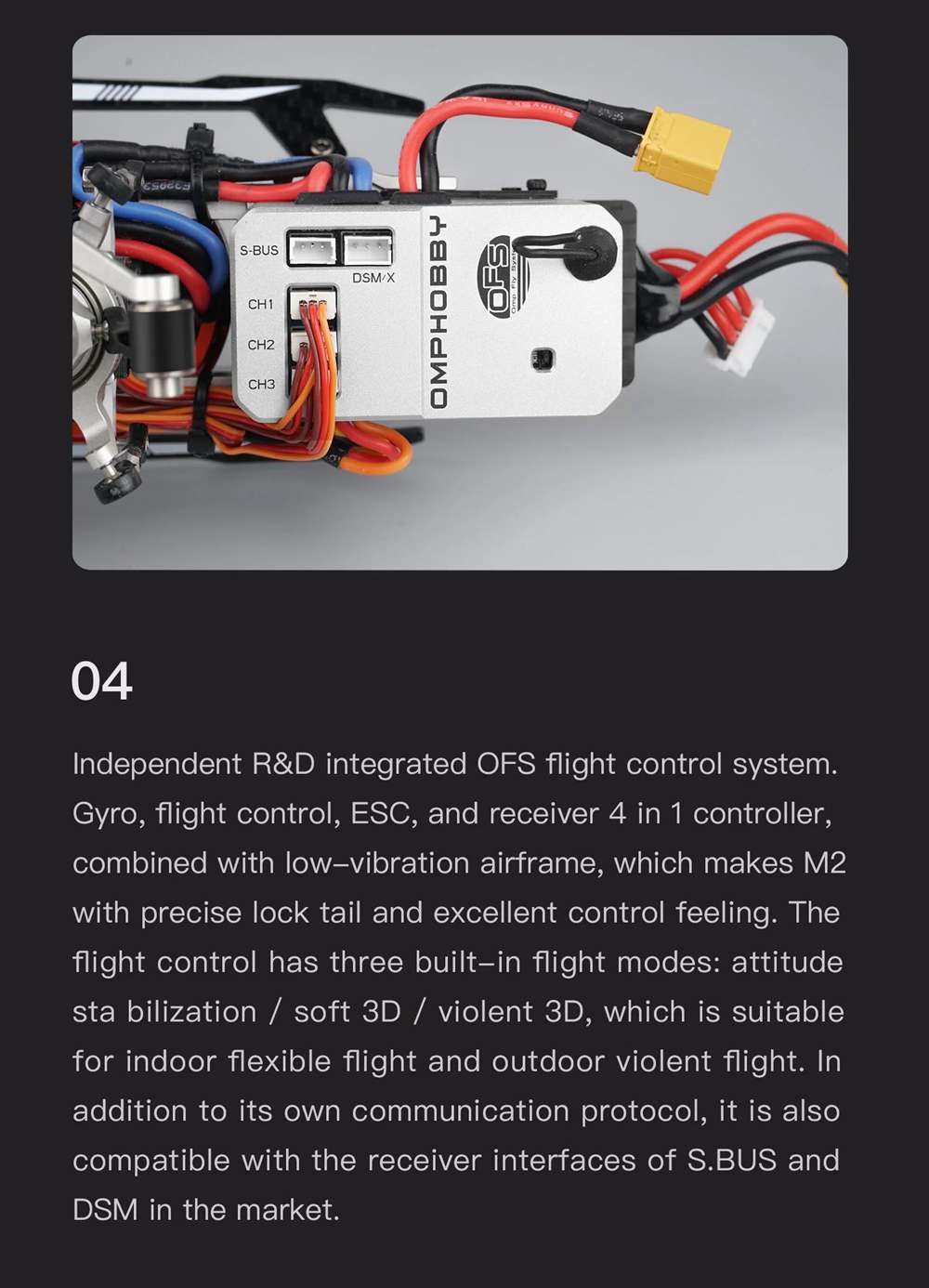 omphobby m2 flybarless rc helicopter