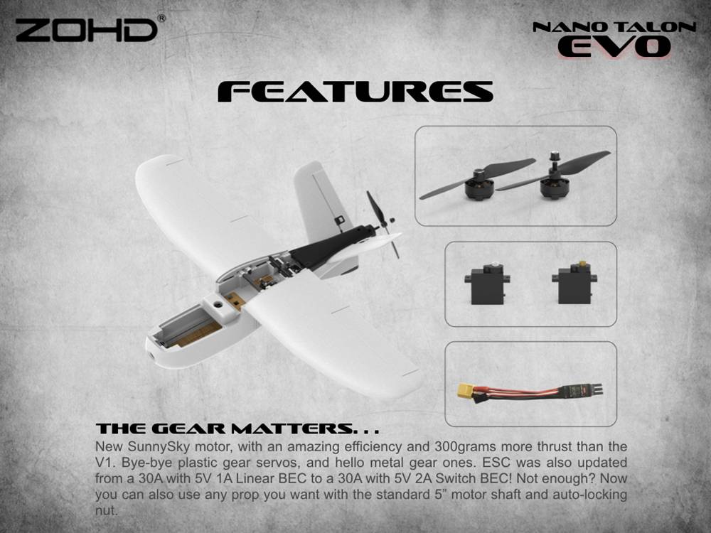 ZOHD Nano Talon EVO 860mm Wingspan AIO V-Tail EPP Molded FPV Fixed Wing RC Airplane PNP With Power System - W/O FPV System