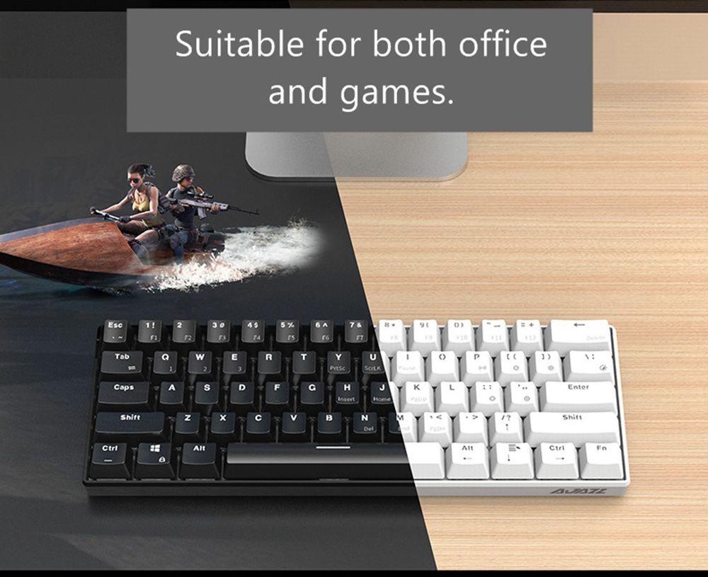 Ajazz i610T Bluetooth 3.0 Wireless / Wired Dual-Mode Mechanical Backlight Keyboard 61 Key - Black