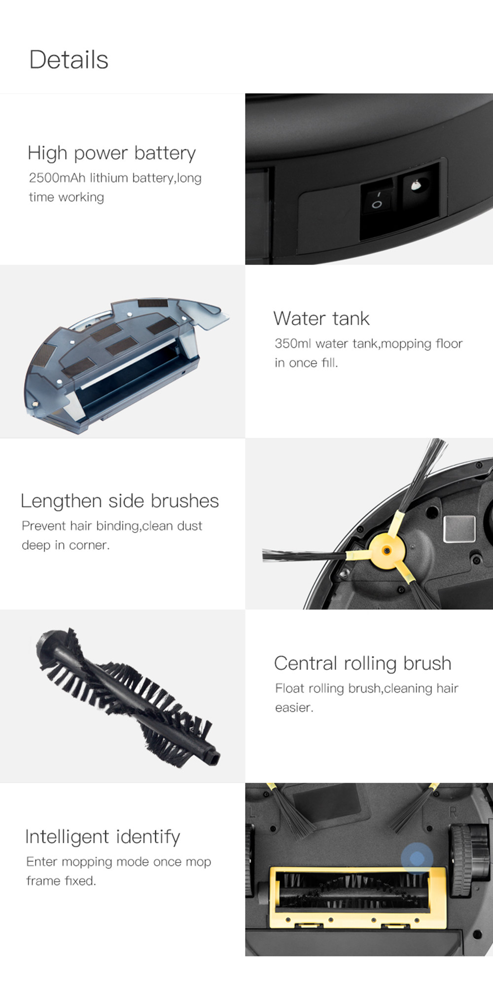 PHIYU A3S Robot Vacuum Cleaner with Camera Audio Communication APP Remote Control Gyro Sensor Auto Recharge - Black