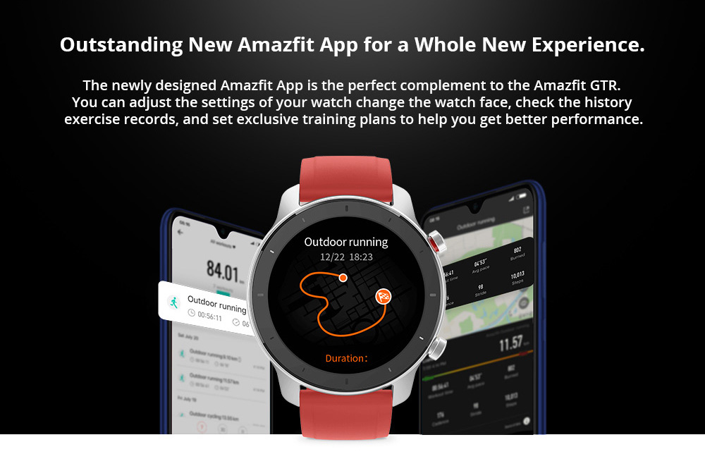 Huami AMAZFIT GTR Smartwatch 1.39 Inch Retina Display 5ATM Water Resistant GPS 47mm Global Version- Aluminum Alloy