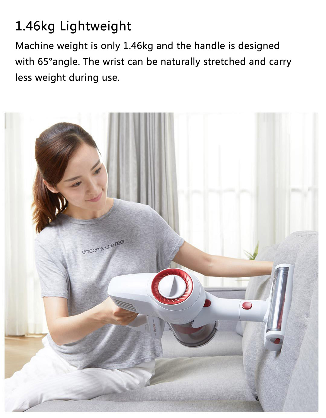 Xiaomi JIMMY JY51 Lightweight Cordless Stick Vacuum Cleaner 115AW Powerful Suction Anti-wrapped Brush Anti-mite Brush - Red