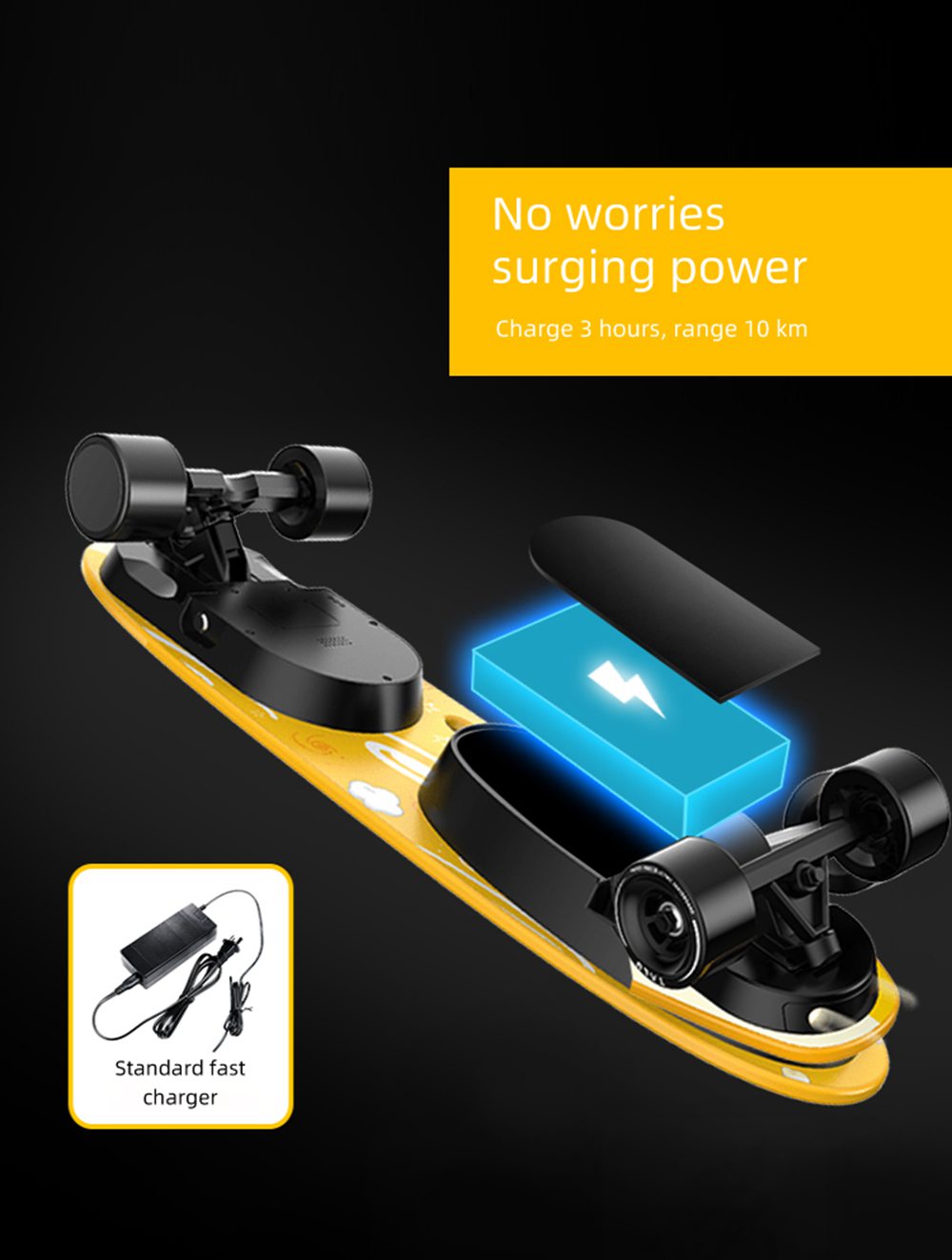 Eswing M15-1 Electric Skateboard Body Control 4 Wheels LG 77.83WH Battery Max Speed 15km/h - Yellow